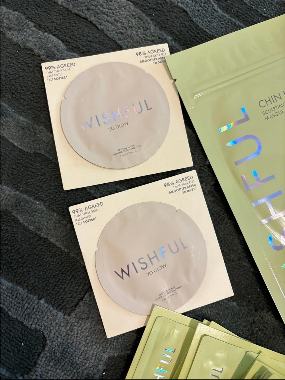 WISHFUL Chin Lift Masks and samples